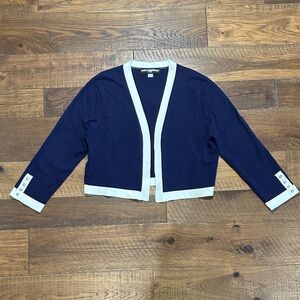 Karl Lagerfeld Midnight Blue and Ivory Cardigan